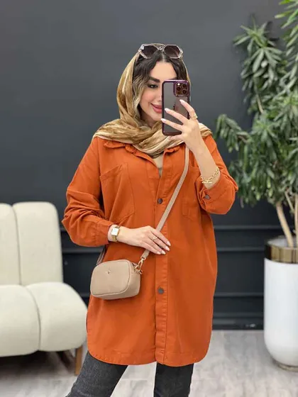 مانتو کتان دو جیب پرناز