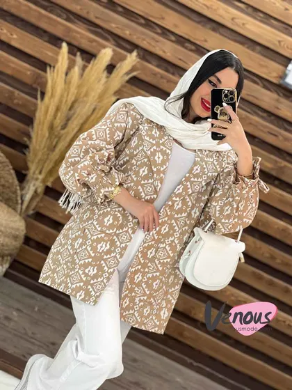 مانتو کتی طرح دار آستین کش