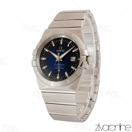 ساعت امگا کانسلیشن مردانه نقره ای صفحه سرمه ای مشکی 105156