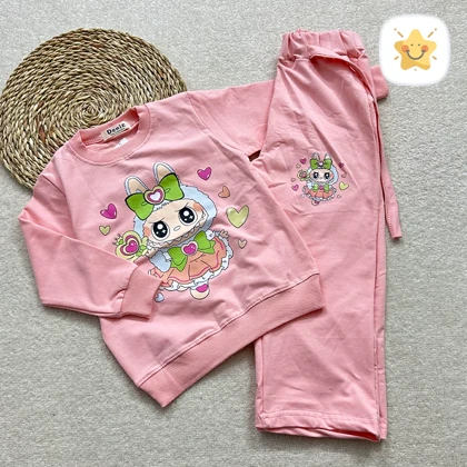 بلوز شلوار دخترانه بگ جنس پنبه عالی لبوبو برند DENIZ مناسب 4 تا 9 سال