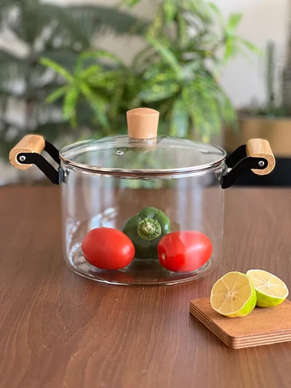 قابلمه پیرکس دسته بامبو