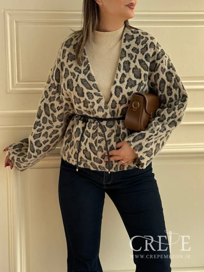 کت موهر پلنگی کمرچرم