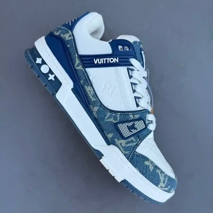 کفش لویی ویتون ترینر سوپر مستر سفید آبی Louis Vuitton Trainer Super Master White Blue