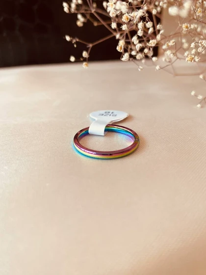 انگشتر رینگ نازک هولوگرامی استیل