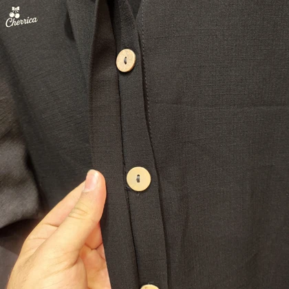 شومیز ساده بلند دکمه چوبی زنانه کد 32