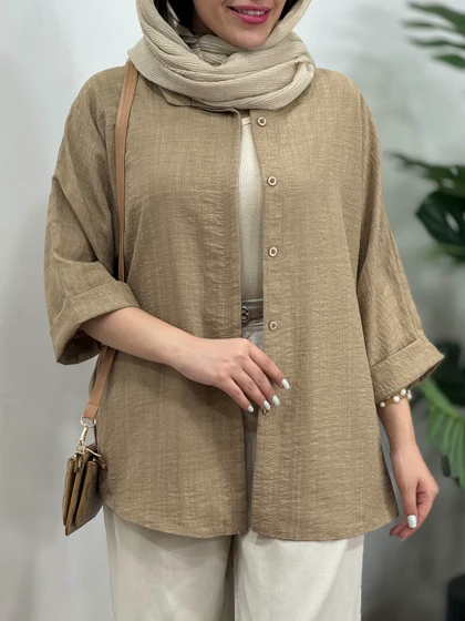 تونیک مانتویی دکمه مخفی پارمین