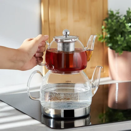 کتری و قوری پیرکس زیر استیل / 155