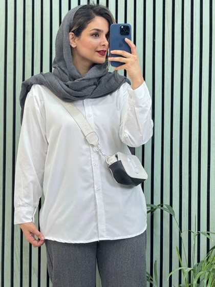 مانتو شومیزی سفید ساده