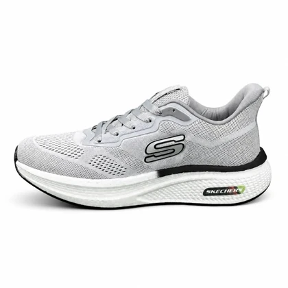 کفش کتانی بزرگ پا اسکیچرز رانینگ زیره بست طوسی SKECHERS
