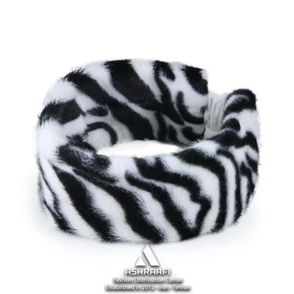هدبند روسی Zebra Faux Fur Headband