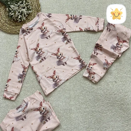بلوز شلوار دخترانه چاپی خرگوش 2 تا 10 سال