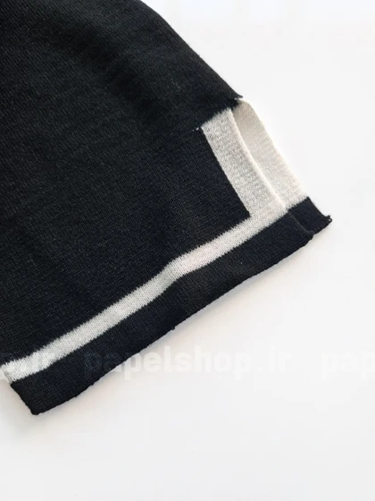 ست مشکی بافت یقه گرد و شلوار بگ طرح پایین خط