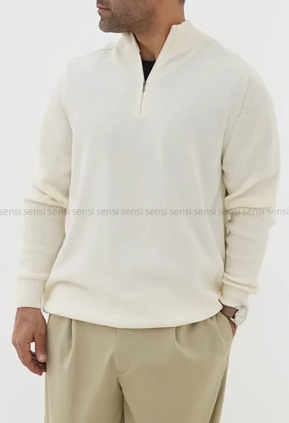 بلوز بافت یقه 5سانت نیم زیپ مردانه کد20000041