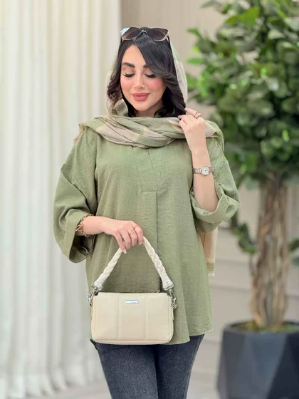 مانتو یقه ایستاده جلو بسته
