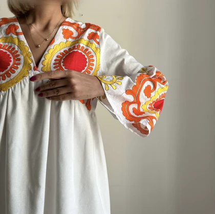پیراهن لینن گلدوزی شده