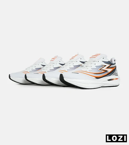 کفش کتانی مردانه و زنانه سفید طوسی نارنجی GENERIC All Run مدل 7211