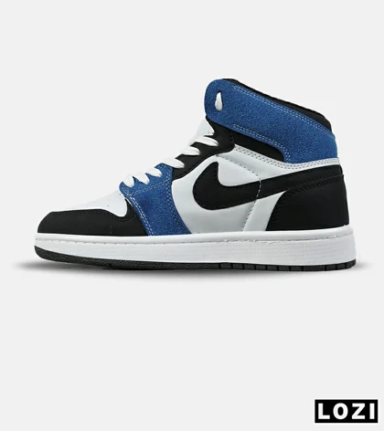 کفش کتانی ساق‌دار مردانه و زنانه آبی سفید مشکی NIKE jordan 1 مدل 7575
