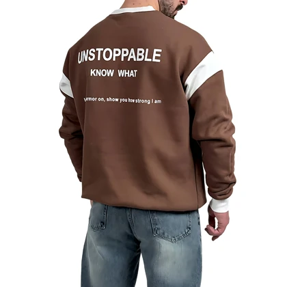 دورس مردانه پنبه قهوه ای سه نخ طرح UNSTOPPABLE