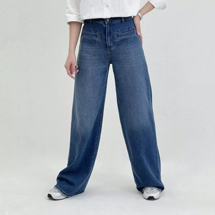 شلوار جین بگی زنانه آبی تیره