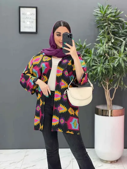 مانتو نخی طرح دار کوک دوزی