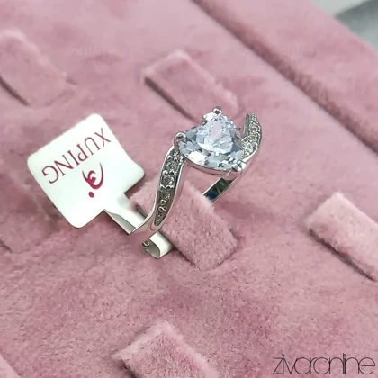 انگشتر جواهری تک نگین مدل قلب ژوپینگ 30090