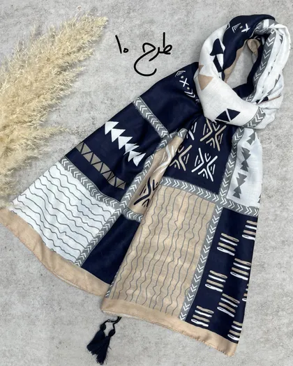شال نخی میکس سرمه ای 3693