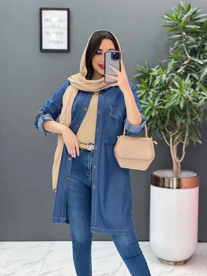 مانتو جین کاغذی دو جیب