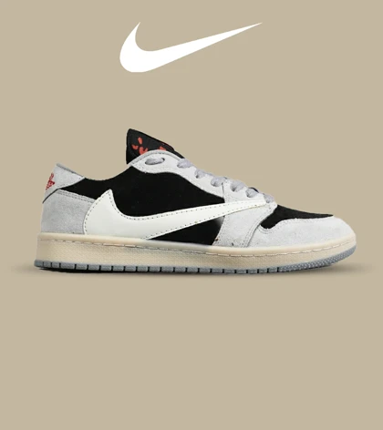 کفش کتانی مردانه کرم مشکی NIKE travis scott مدل 7109