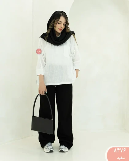 شومیز جلوبسته تک جیب جانان 8476