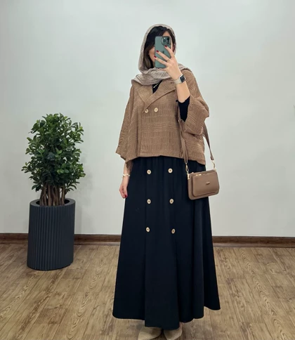 ست کت کوک دوزی و دامن بابونه