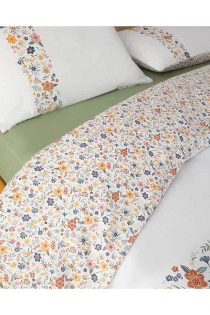 سرویس روتختی یک نفره English Home مدل Bloomy Lines پنبه - زرد