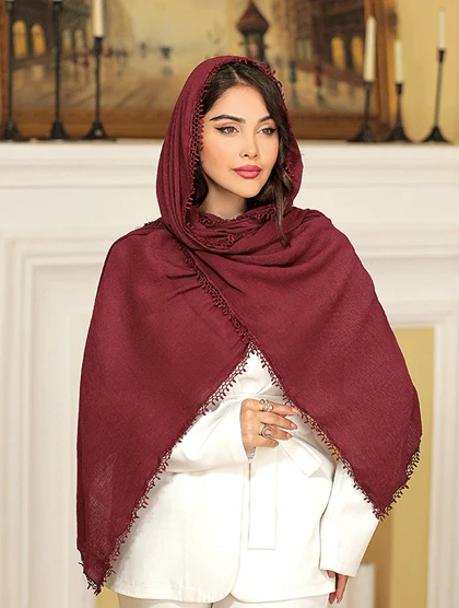 شال نخی پلیسه تابستانی دور نوار