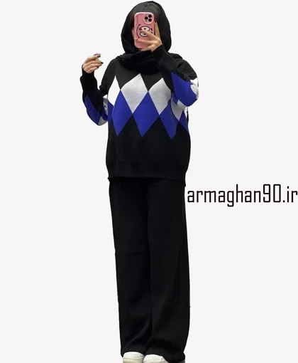 ست بافت بلوز شلوار زنانه لوزی شکل