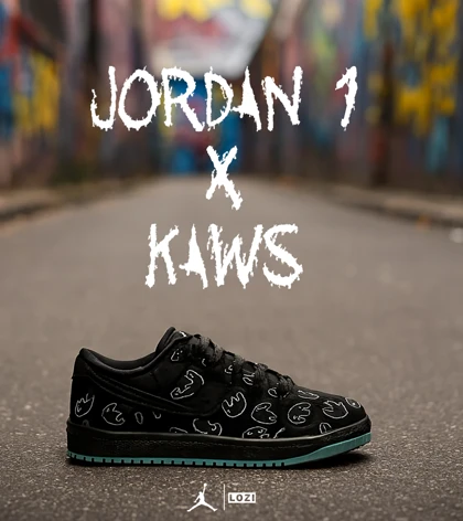 کفش کتانی مردانه و زنانه مشکی Jordan 1 x Kaws مدل 6914