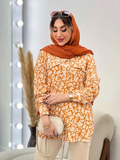 شومیز طرح دار دو جیب
