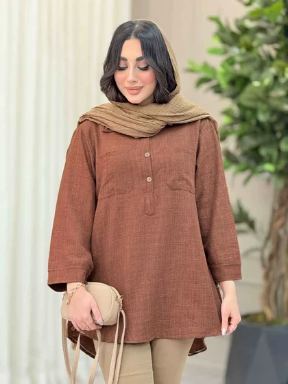مانتو دو جیب یقه سه دکمه