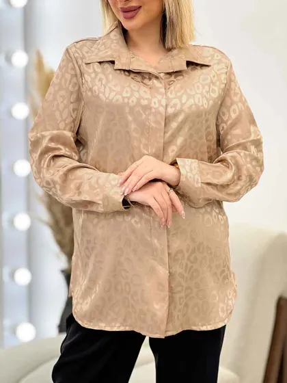 شومیز ساتن طرح پلنگی