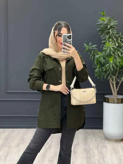مانتو لینن جیب نما بغل سه دکمه