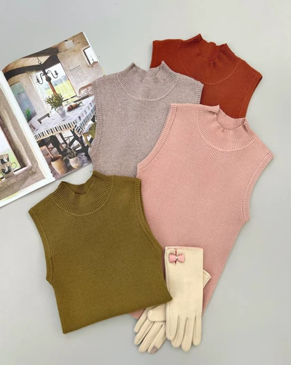 تاپ بافت گپ کبریتی یقه ایستاده کد 4092