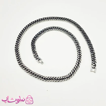 ست گردنبند و دستبند مردانه کارتیه مدل سیاه قلم کد 750