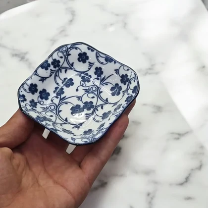 خرما خوری مربع سرامیکی دنی هوم گل آبی / BA15