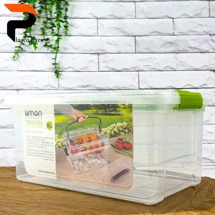 باکس مستطیل 5 لیتری با مخزن یخ دسته دار لیمون