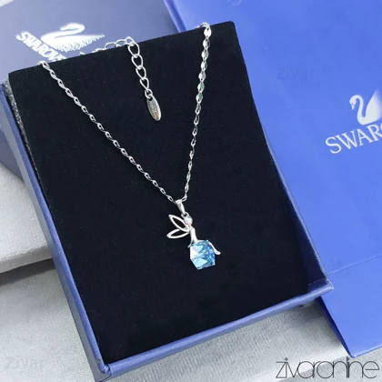 گردنبند سواروسکی مدل معروف فرشته آبی روشن 50275