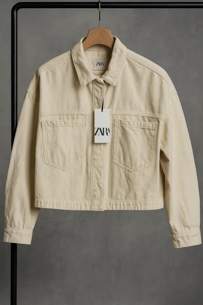 کت جین رنگ شیری ZARA اورجینال کد 74