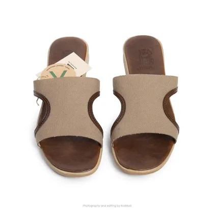 صندل ار گازولین کرم شکلات برزنتی - GAAZOLIN Er Sandals Kraft Canvas