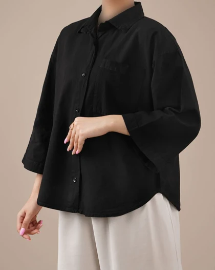 شومیز تک جیب مشکی کد 29895