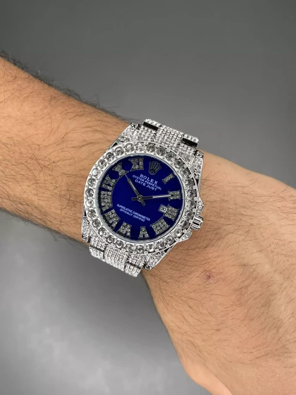 ساعت مچی رولکس دیت جاست فول نگین صفحه سرمه ای Rolex Datejust