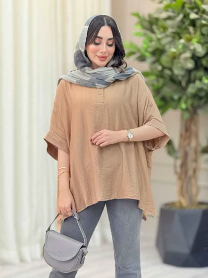 مانتو پانچ یقه دو دکمه