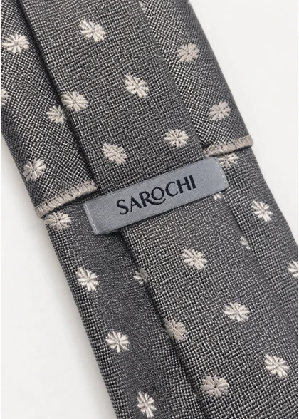 کراوات طرحدار طوسی گل برفی