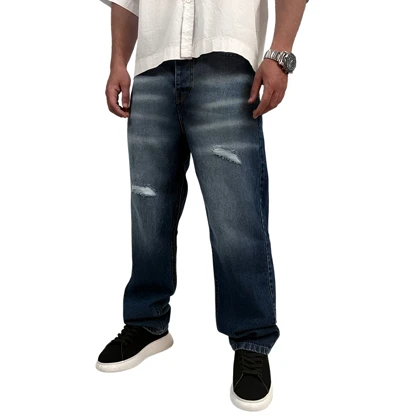 شلوار جین بگ مردانه آبی مدل براش